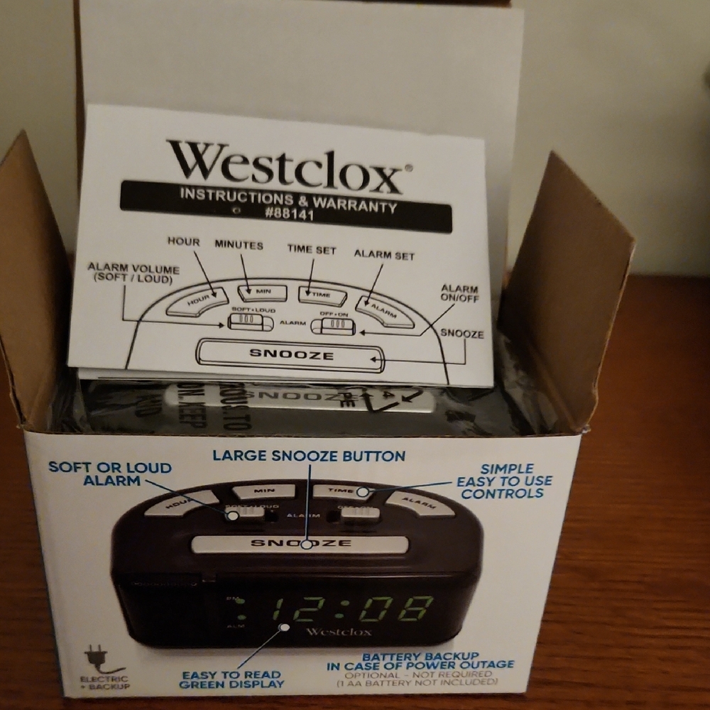 Westclox Digital Alarm Clock with Large Snooze Button